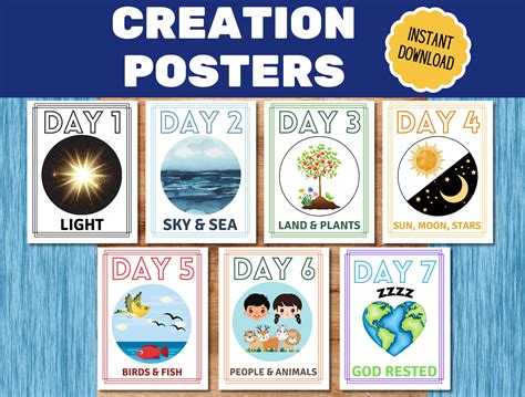 Days of Creation Posters and Bible Coloring Pages, 7 Days of Creation ...