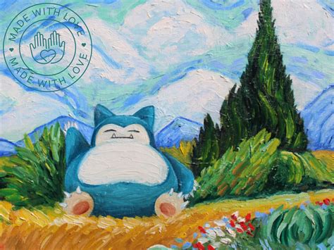 Snorlax Pokemon Van Gogh Print Fan Art Parody Anime Print Etsy Australia