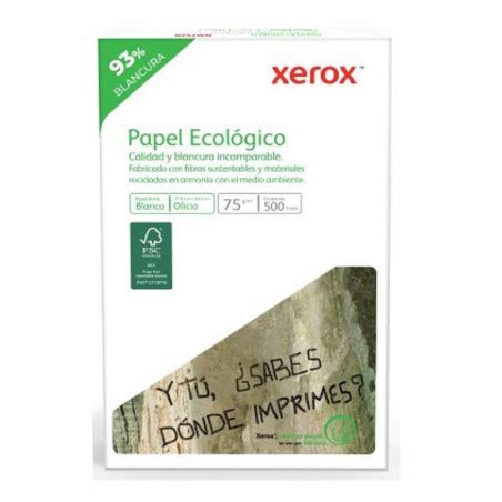 Papel Cortado Xerox Bond Ecologico Gr Oficio C Hojas Blancura