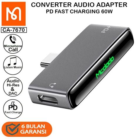 MCDODO Audio Adapter Type C To Dual Type C Converter Type C Adapter USB