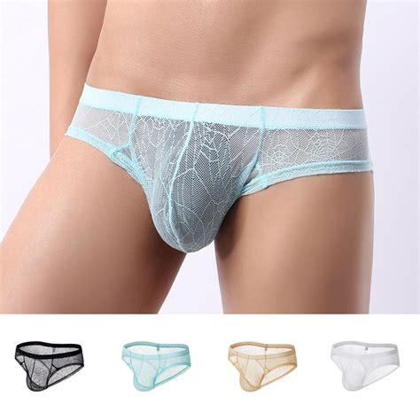 Men S Sexy Sheer Bulge Pouch Low Waist G String Bikini Underwear S XL Shopee Thailand