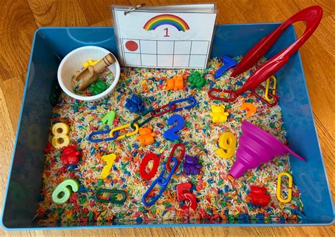 Number Sensory Bin With Rainbow Ten Frame Math Activity Etsy