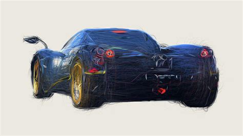 Pagani Huayra 730 S Car Drawing Digital Art By Carstoon Concept Fine