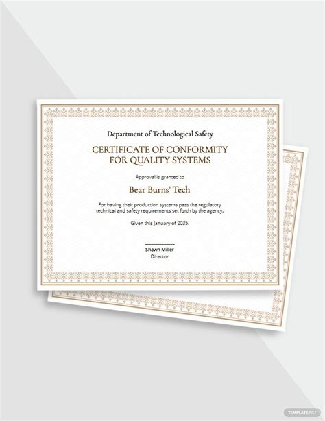 Conformance Certificate In Word Free Template Download