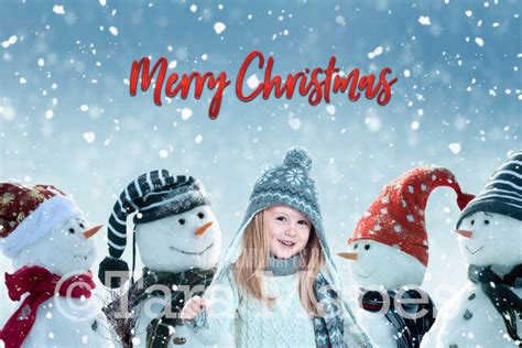 Snowman Digital Backdrop - Snowmen Gathering - Whimsical Snowman ...