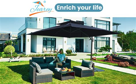 Amazon JEAREY 11FT Square Cantilever Patio Umbrella Double Top