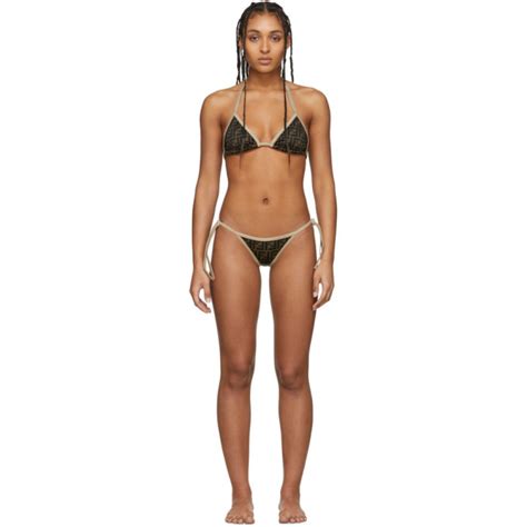 Fendi Black And Brown Forever Fendi String Bikini Fendi
