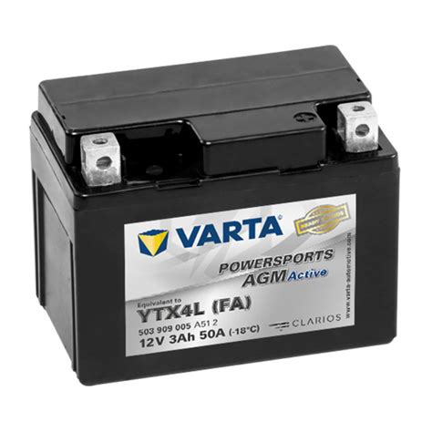 Batterie Moto VARTA AGM Active YTX4L BS 12V 3AH 50A 503909005