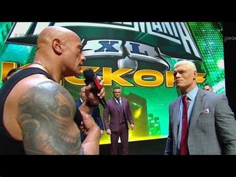 The Rock Slaps Cody Rhodes Wrestlemania Xl Kickoff Wwe Youtube