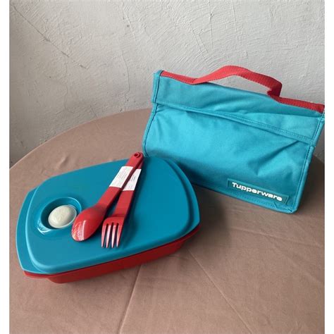 Jual Tempat Makan Bekal Makan Tas Tupperware Bring Your Own Biru Merah