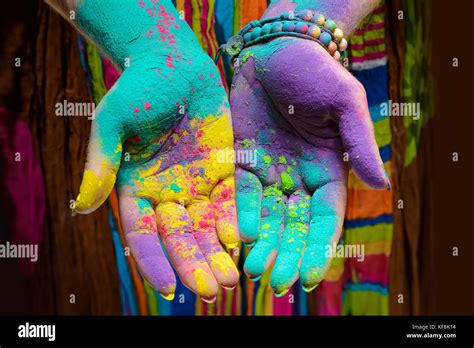 Holi Painted Hands Stock Photo Alamy