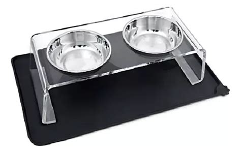 Comedouro Elevado Duplo Cachorro E Gato Acr Lico Inox Parcelamento