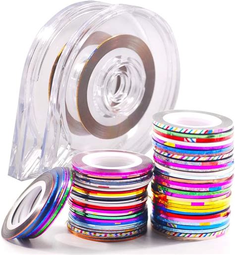 Hisenlee 90 Pcs Nail Art Striping Tape Lines Mix Colors 1MM And 2MM