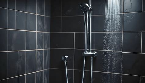 Luxury Bathroom Shower With Black Tiles Background Luxury Bathroom