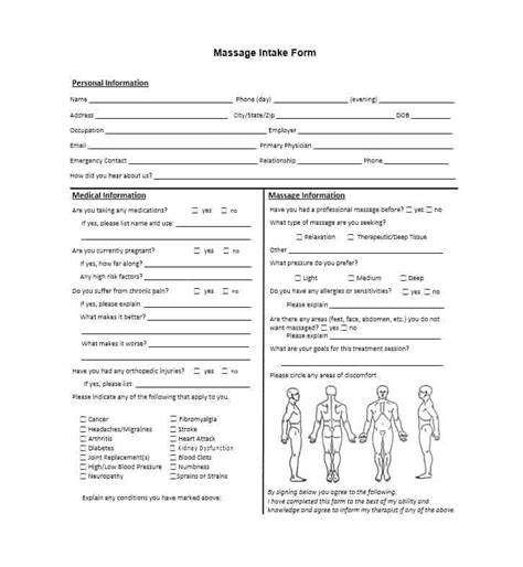 Massage Intake Form Template 12 Massage Intake Forms Good Massage