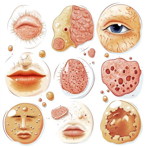 Illustration of different types of skin rashes and their causes