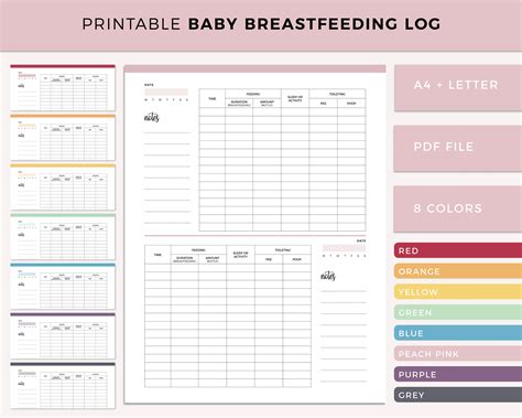 printable infant feeding log 4