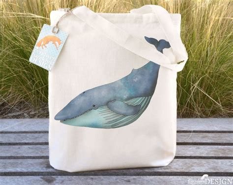 Blue Whale Tote Bag Ethically Produced Reusable Shopper Bag Etsy