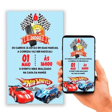 Convite Digital de Aniversário Hot Wheels Elo7