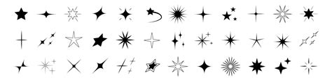 Set Of Star Shapes Retro Futuristic Sparkle Icons Collection Vector