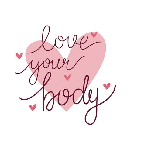 Premium Vector Love Your Body Lettering Body Positive Consept