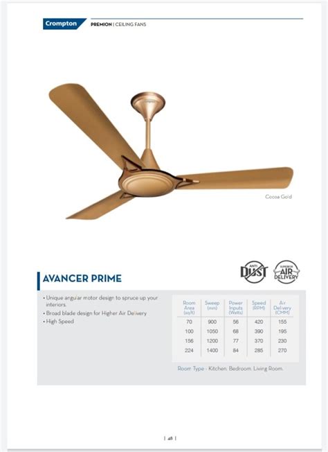 Brown Electricity Crompton Ceiling Fan Sweep Size Inch Power