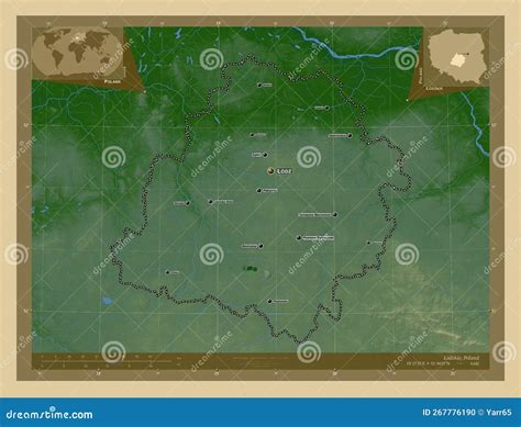 Lodzkie Poland Physical Labelled Points Of Cities Stock Illustration