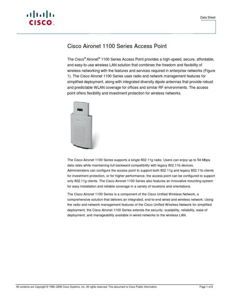 Cisco 1120 Datasheet Wireless Lan Ieee 80211