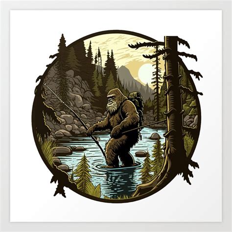 Bigfoot Fly Fishing Art Print