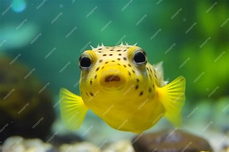 Premium Ai Image Golden Puffer Beauty Yellow Arothron Meleagris