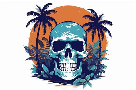 Premium Vector | Skull Vector art Hawaiian style