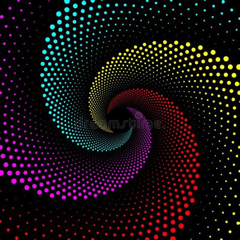 Colorful Dotted Spiral Vortex Vector Background Stock Vector