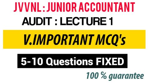 Jvvnl Junior Accountant Important Mcq Concept Of Auditing Youtube