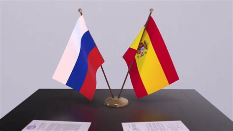 Spain And Russia National Flag Business Meeting Or Diplomacy Deal