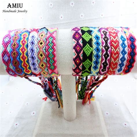 AMIU Friendship Bracelets Wrap Thin Cotton Bracelets Woven Rope String Handmade Bracelets ...