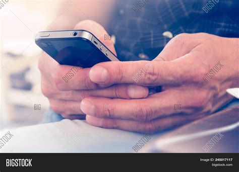 Hands Holding Mobile Image Photo Free Trial Bigstock