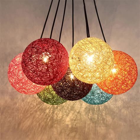 Nordic Wicker Rattan Ball Anh Nger Lichter Anh Nger Lampe Suspension H