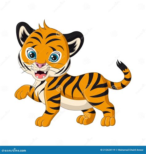 Dibujos Animados De Tigre Bebé Adorable Sobre Fondo Blanco Ilustración