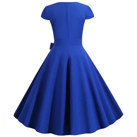 Robe Trapèze Années 60 Bleue Retro Verso