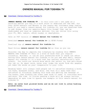 Fillable Online Owners Manual For Toshiba Tv Owners Manual For Toshiba