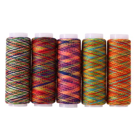 5pcs Rainbow Color Hand Quilting Sewing Thread Polyester Machine