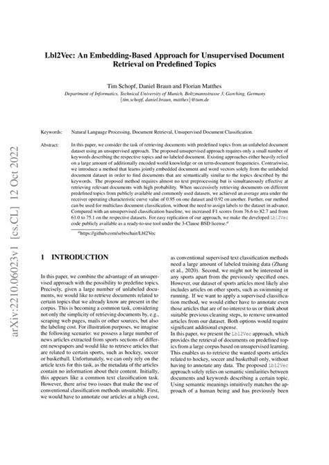 Lbl2vec An Embedding Based Approach For Unsupervised Document Retrieval On Predefined Topics