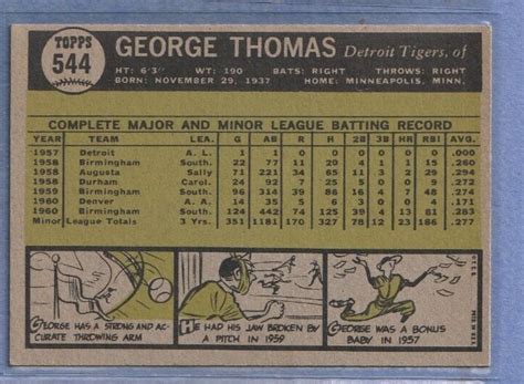 Topps George Thomas Rookie High Exmt Tigers Ebay