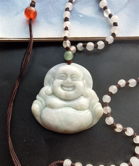 The Laugh Buddha Natural Burma Jadeite Jade Stone Amulet Pendantgrade