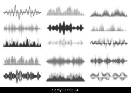 Schallwellen Sammlung. Analoge und digitale Audio Signal. Musik ...