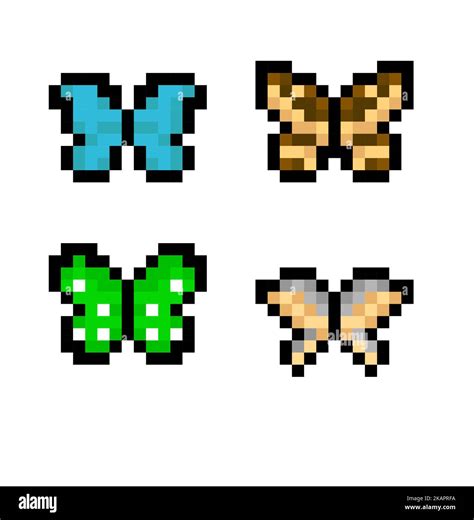 The Pixel Art Of Four Butterfly Types Isolated On A White 59 Off