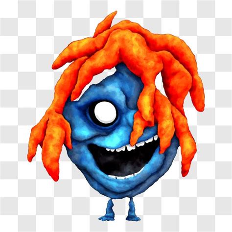 Download Abstract Cartoon Character with Blue Skin and Orange Hair PNG Online - Creative Fabrica