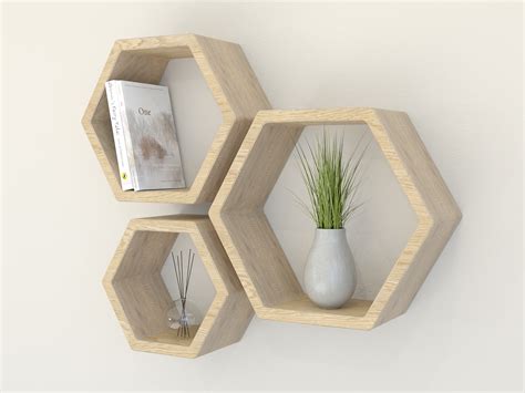 Hexagon Shelves Solid Oak hexagon wall shelf | BespOak Interiors