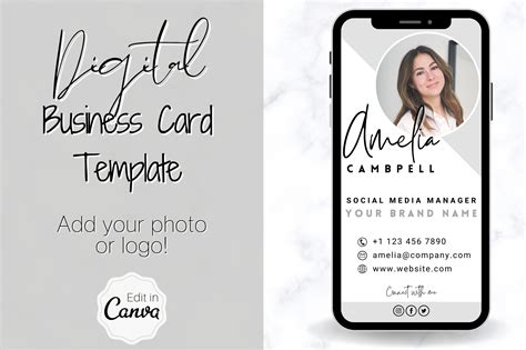 Editable business card canva digital business card template – Artofit