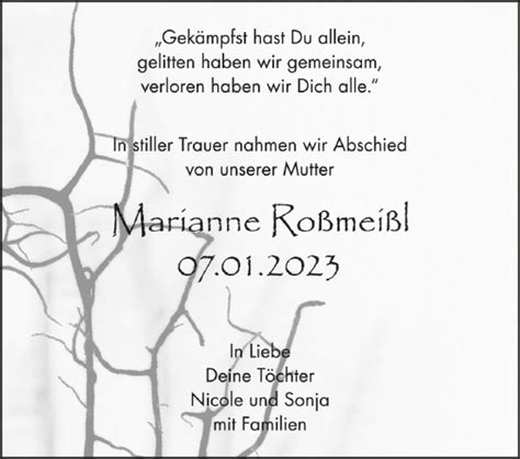 Traueranzeigen Von Marianne Ro Mei L Schwaebische De Trauerportal